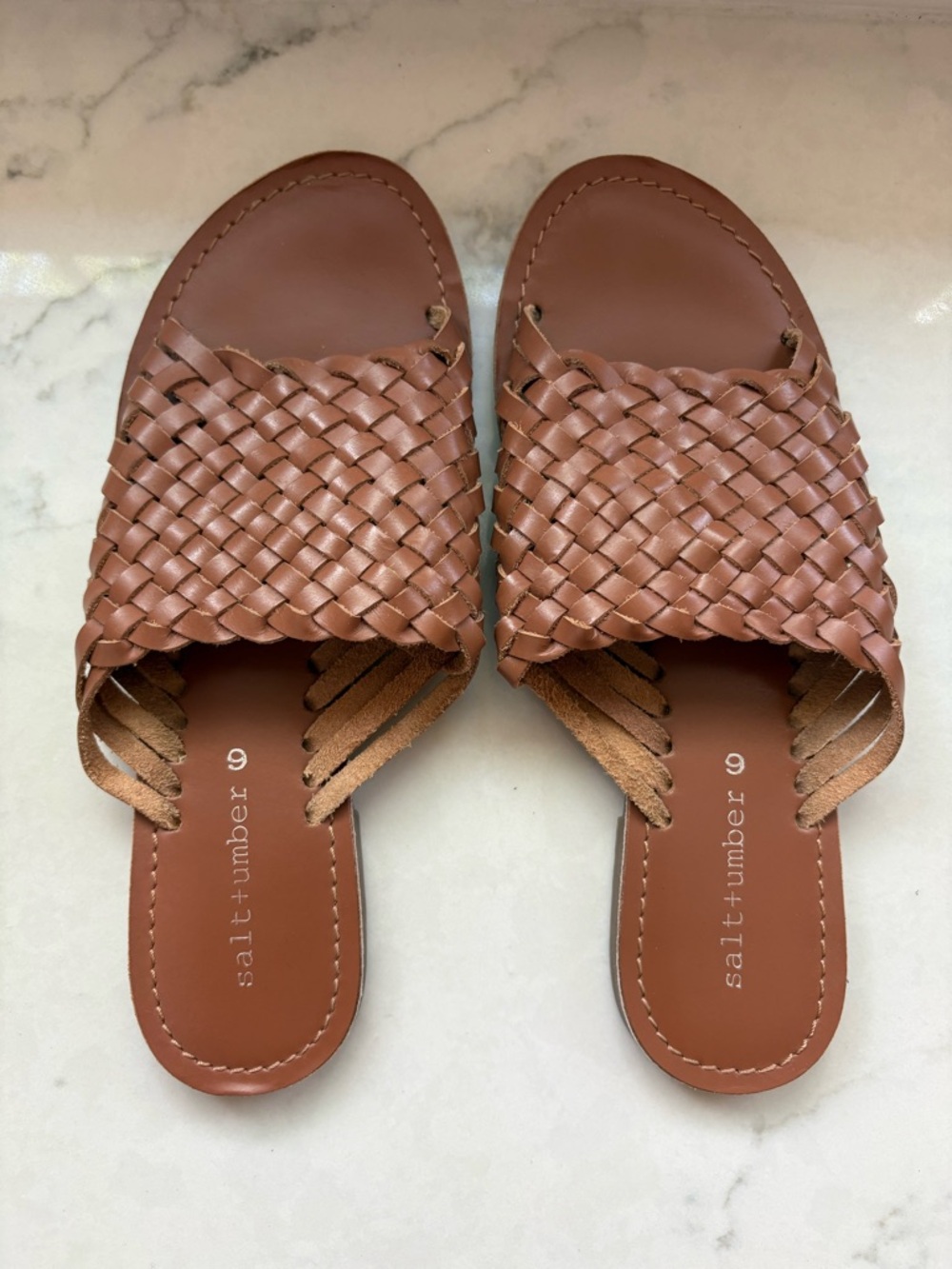 Salt + Umber Braided Slide Sandals - Chestnut Brown